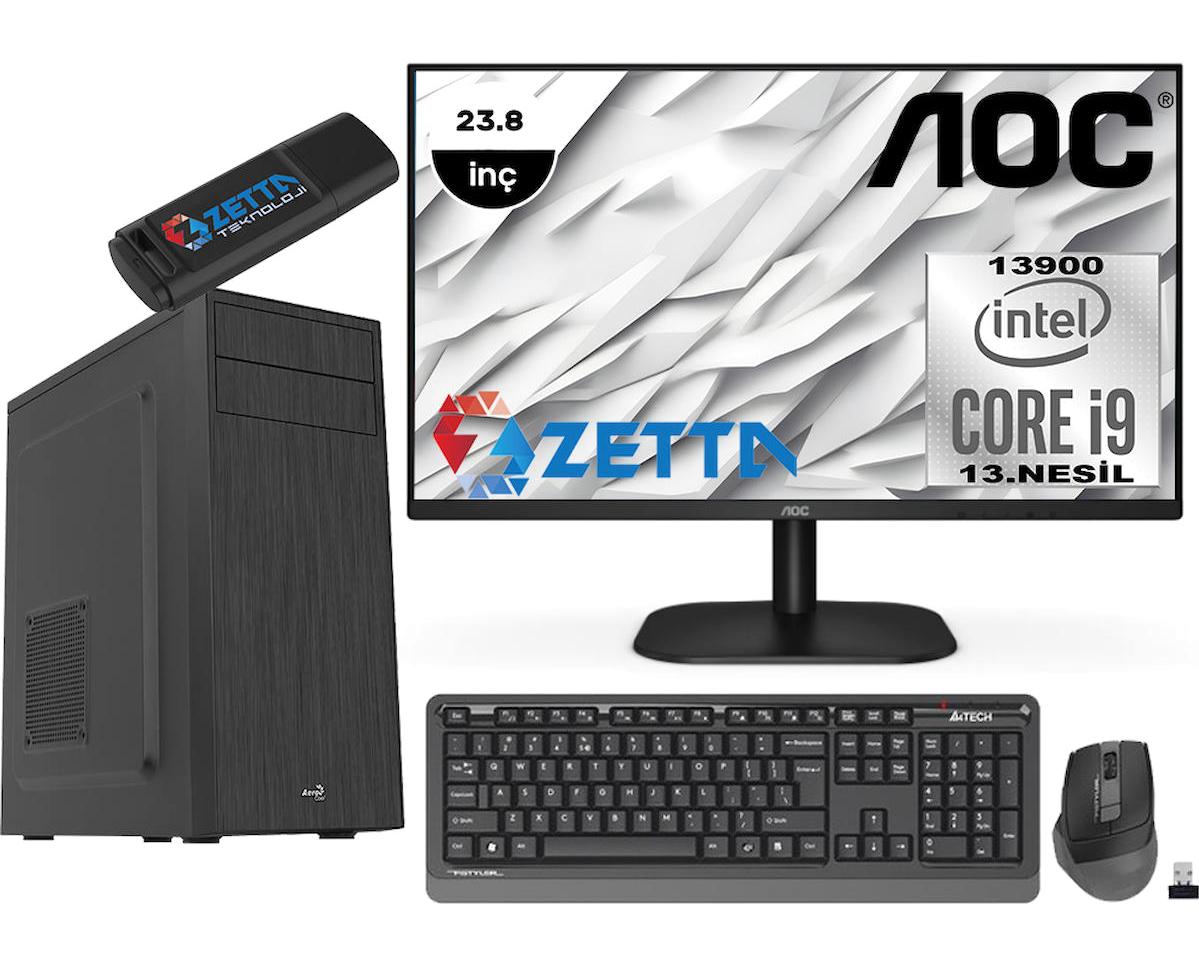 Zetta Expert MZET163098102 Harici GeForce GTX 1630 Intel Core i9 13900 8 GB Ram DDR4 512 GB SSD Tower FreeDos 23.8 inç Monitörlü Masaüstü Oyuncu Bilgisayarı + Zetta Flash Bellek