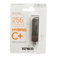 Verico Hybrid C+ USB 3.1 Usb Type-C 256 GB Flash Bellek Siyah