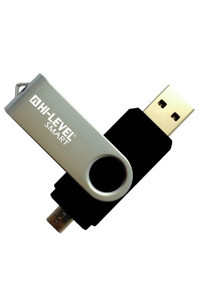 Hi-Level Smart Çift Taraflı USB 2.0 Usb Type-A Micro-A 32 GB Flash Bellek Siyah