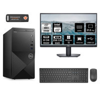 Dell Vostro 3910 MN35633910D051 Dahili Intel UHD Graphics 730 Intel Core i3 12100 8 GB Ram 256 GB SSD Tower Windows 11 Home 21.5 inç Monitörlü Masaüstü Bilgisayar