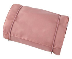 Kewendashiye Roll-Up Bölmeli Pembe Düz Katlı Polyester Büyük Boy Çok Gözlü Seyahat Makyaj Çantası
