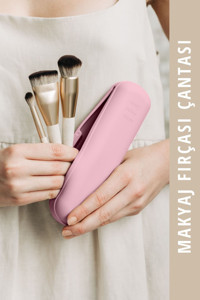 Mama Stuff Pembe Düz Silikon Mini Boy Seyahat Makyaj Çantası