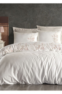 Dantela Alya 4 Mevsim 200x220 cm Çarşaflı Çift Kişilik Nevresim Takımı Krem