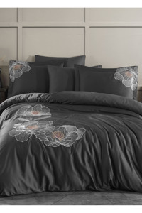 Dantela Calista 4 Mevsim 200x220 cm Çarşaflı Çift Kişilik Nevresim Takımı Antrasit