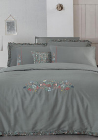 Sarev Nitra 4 Mevsim 240x220 cm Çarşaflı Çift Kişilik Nevresim Takımı Gri