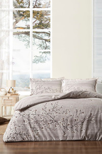 Özdilek Cerezo Flor 4 Mevsim 200x220 cm Çarşaflı Çift Kişilik Nevresim Takımı Pudra