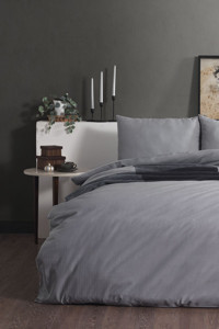 Doqu Home Pure Line 4 Mevsim 200x220 cm Çarşaflı Çift Kişilik Nevresim Takımı Gri