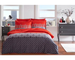 Taç Delux 4 Mevsim 200x220 cm Çarşaflı Çift Kişilik Nevresim Takımı Kırmızı