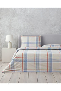 English Home Natural Plaid 4 Mevsim 200x220 cm Çarşafsız Çift Kişilik Nevresim Takımı Bej