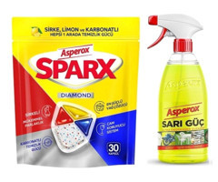 Asperox Sparx Limon Tablet Bulaşık Deterjanı 30 Adet + Asperox Sarı Güç Yağ Çözücü 1 lt