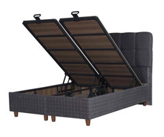 Tutku Yatak Begonya 90x190 cm Başlıklı Çift Kişilik Sandıklı Baza Seti Gri