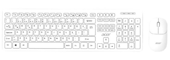 Acer OAK-920 Ergonomik Beyaz Kablolu Klavye Mouse Seti