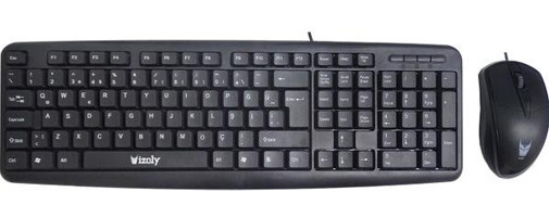 Izoly D5100 Sessiz Ergonomik Siyah Kablolu Klavye Mouse Seti