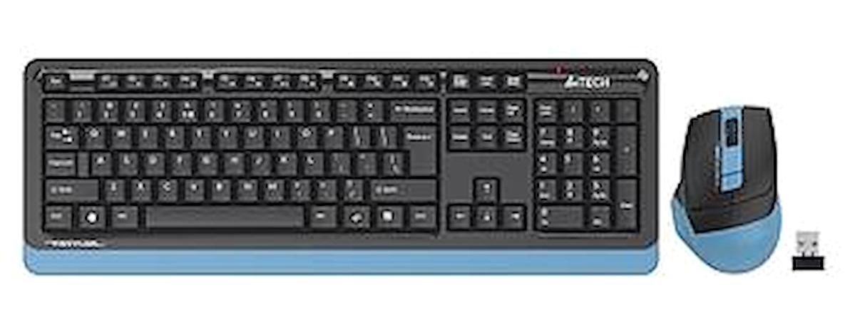 A4tech FG1035 Sessiz Ergonomik Mavi-Siyah Kablosuz Klavye Mouse Seti
