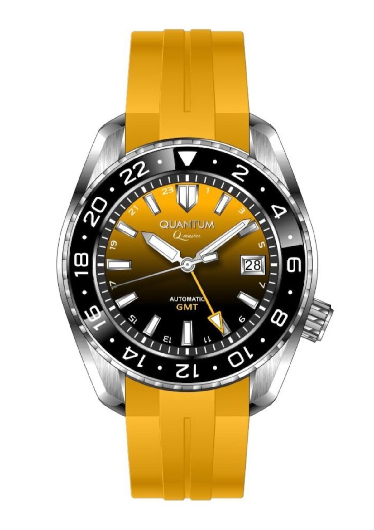 Quantum QMG1105.314 Takvimli 42 mm Sarı Silikon Kordon Analog Erkek Kol Saati