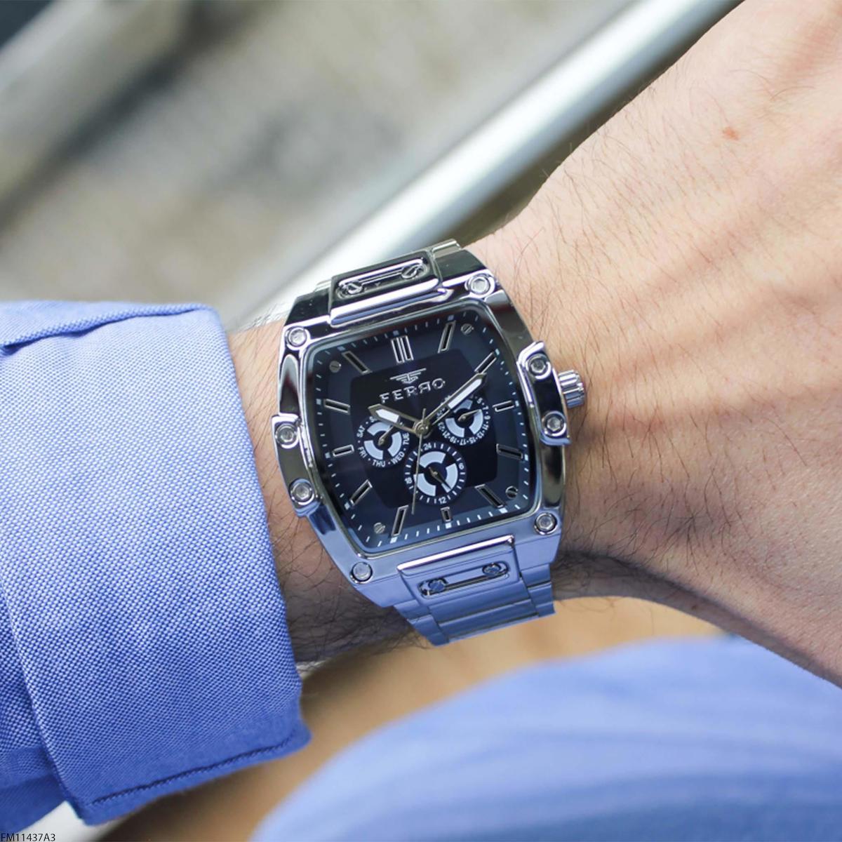 Ferro FM11437A3 Takvimli 45 mm Çelik Kordon Analog Erkek Kol Saati