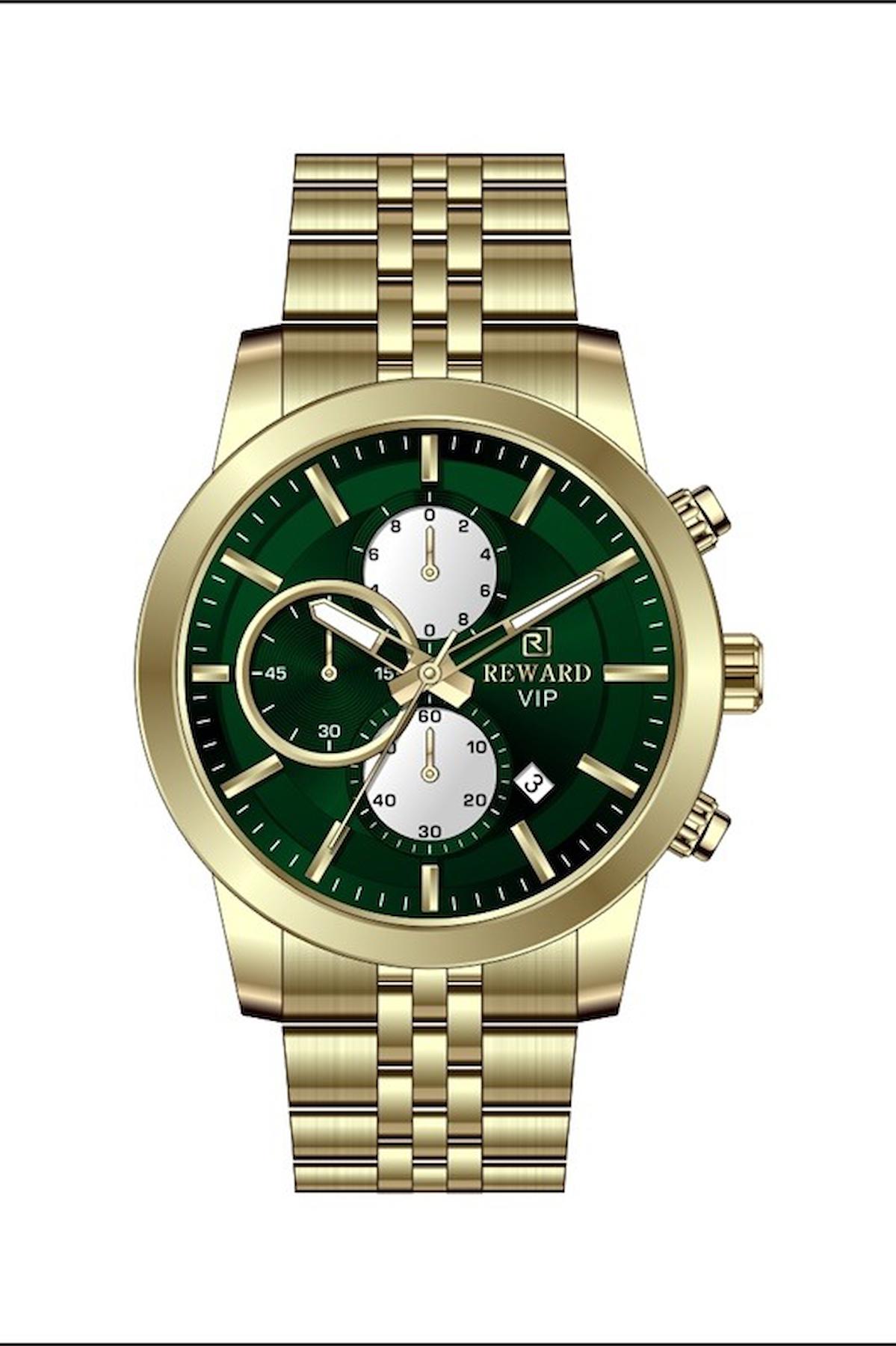 Reward A144752 Takvimli 44 mm Altın Çelik Kordon Analog Erkek Kol Saati