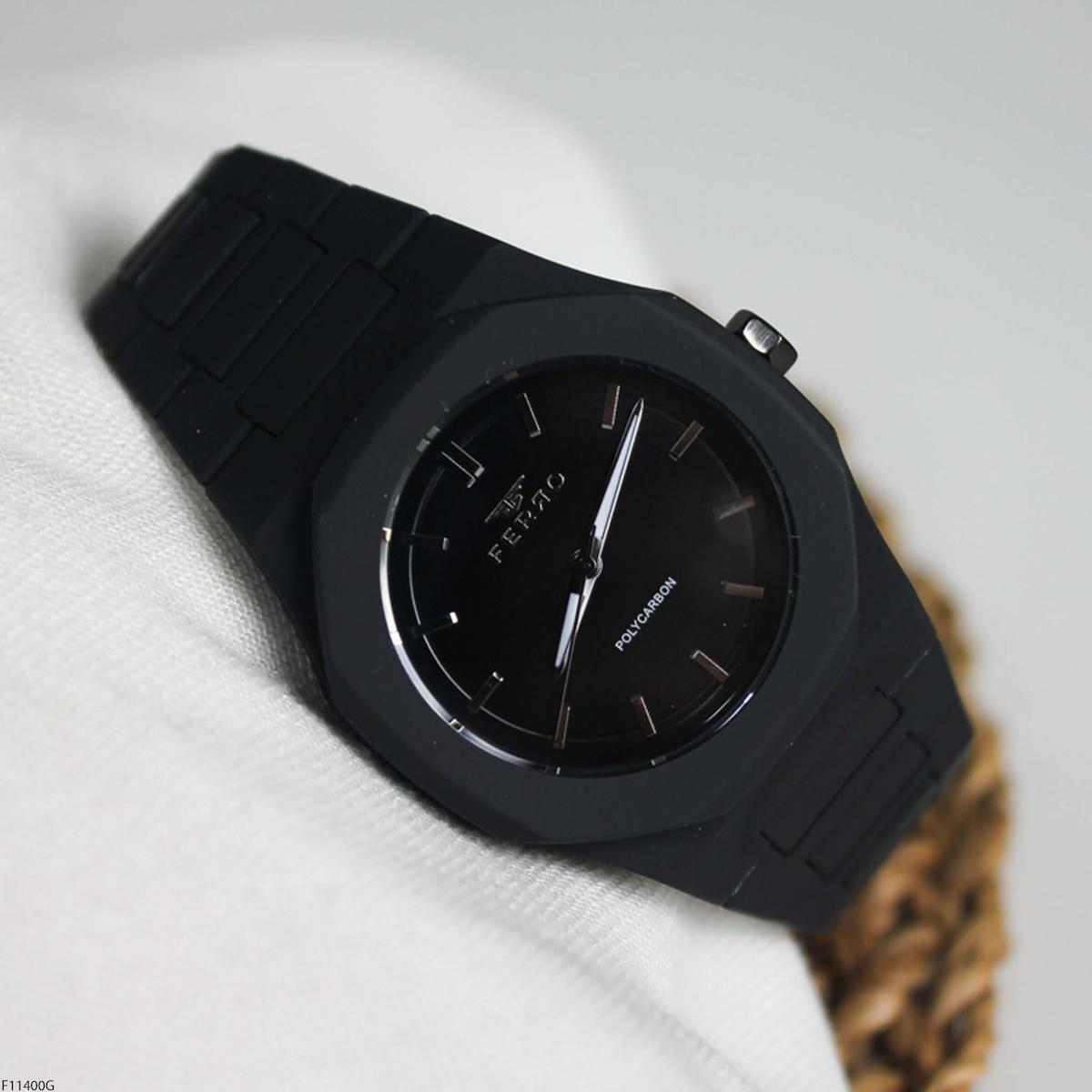 Ferro F11400G Takvimli 43 mm Siyah Çelik Kordon Analog Erkek Kol Saati