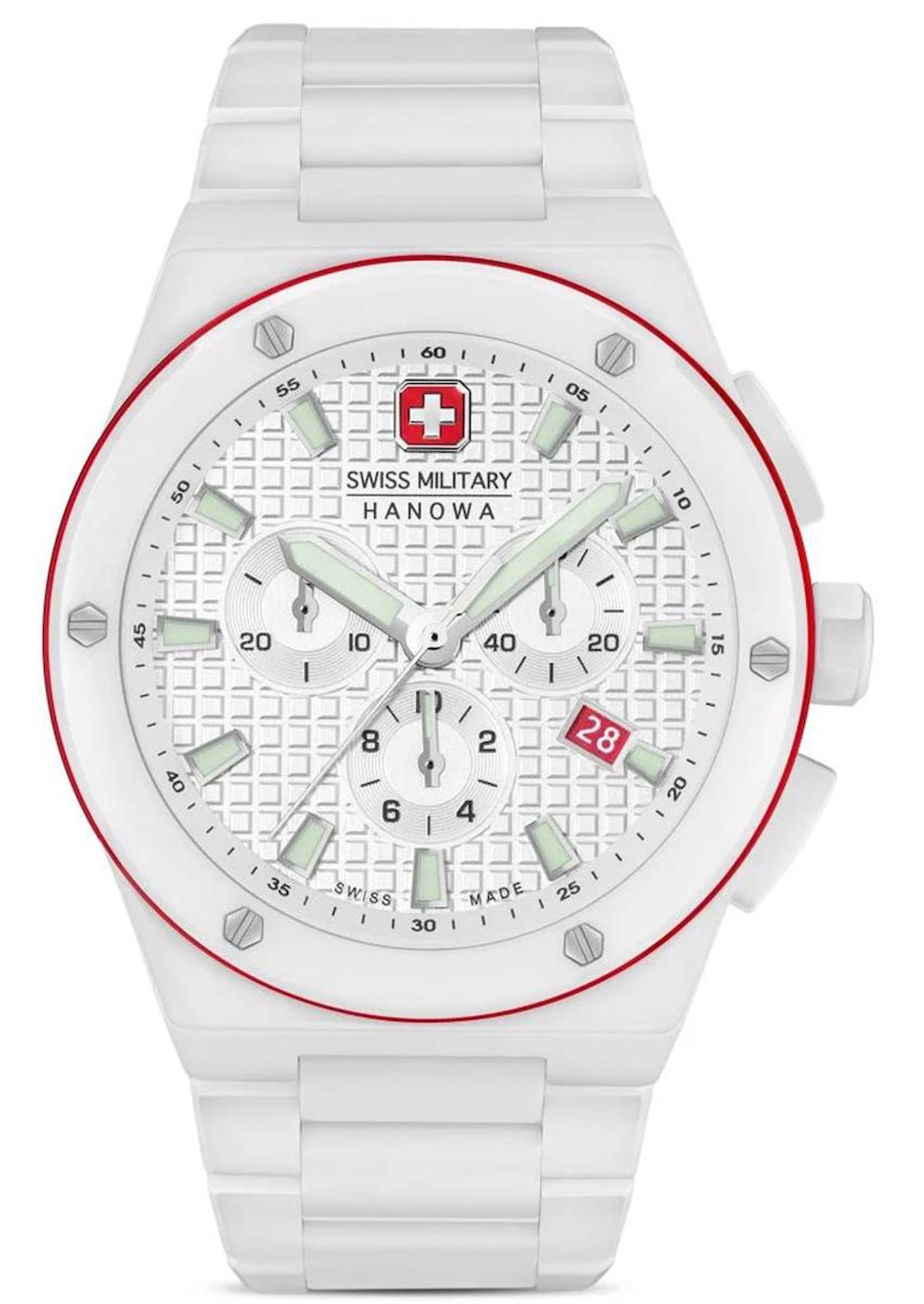 Swiss Military SMWGI0002284 Takvimli 42 mm Beyaz Çelik Kordon Analog Erkek Kol Saati