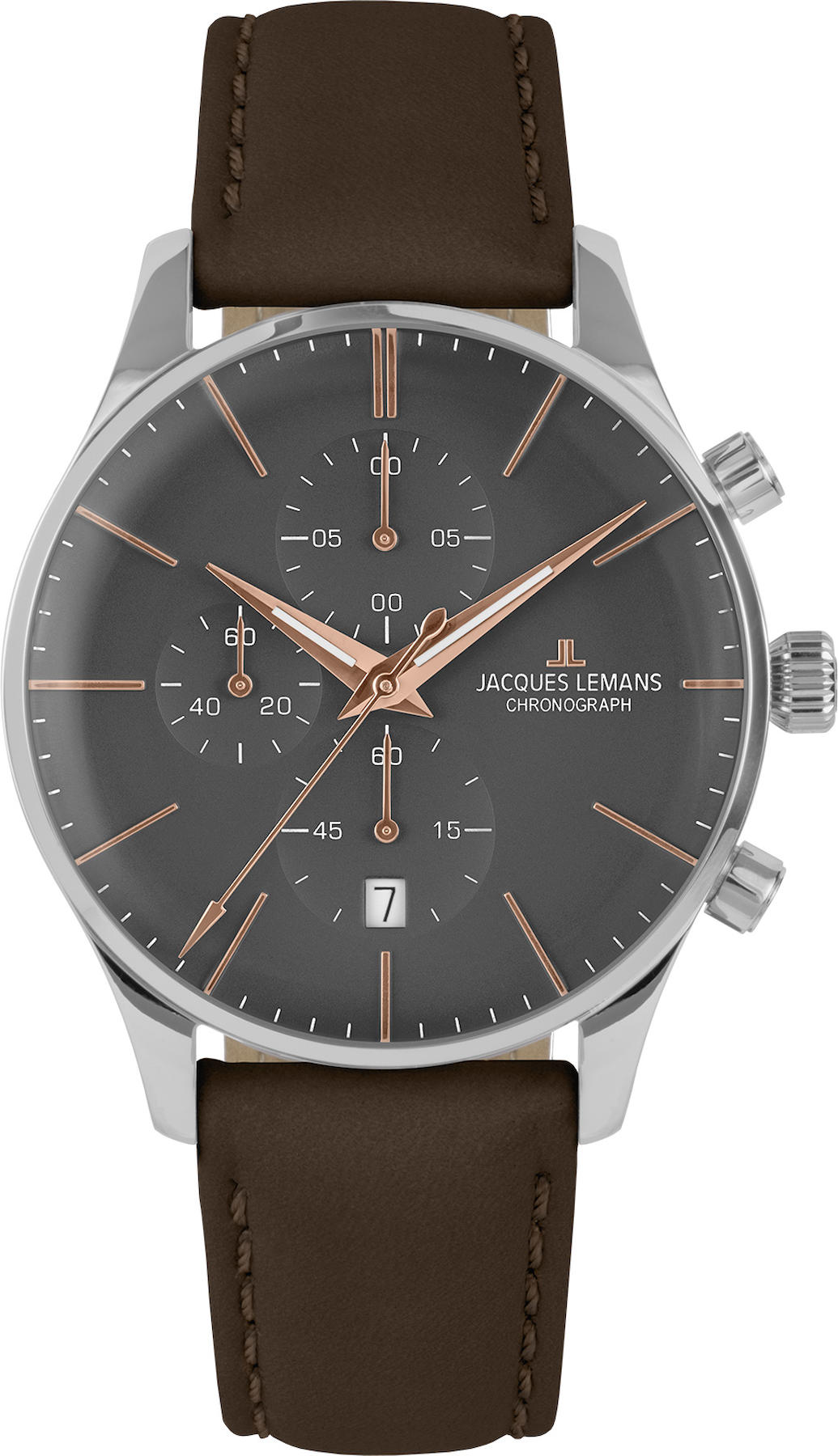 Jacques Lemans 1-2163E Pusulalı Takvimli 40 mm Kahverengi Deri Kordon Analog Kol Saati