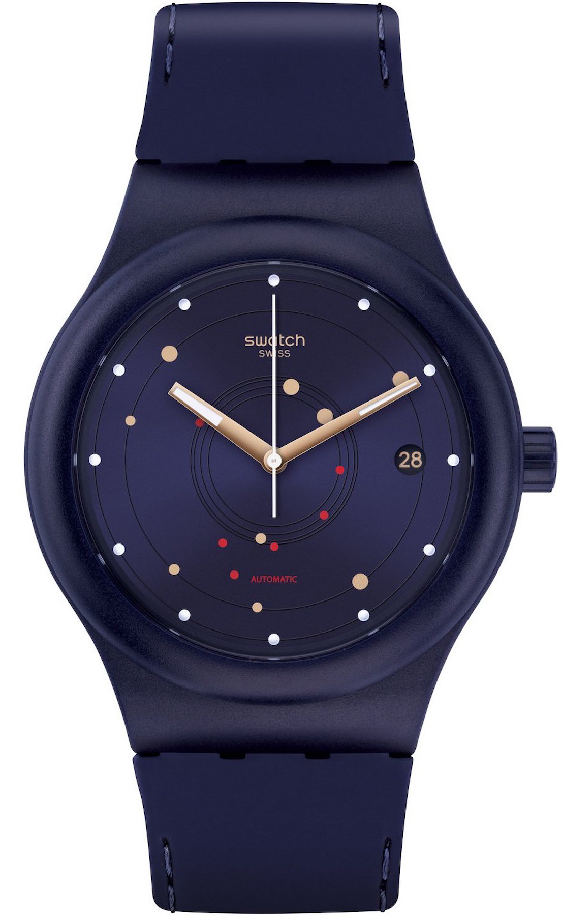 Swatch SUTN403 Takvimli 44 mm Lacivert Silikon Kordon Analog Kol Saati