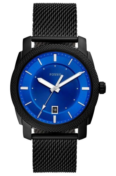 Fossil FFS5694 Takvimli 44 mm Siyah Çelik-Hasır Kordon Analog Erkek Kol Saati