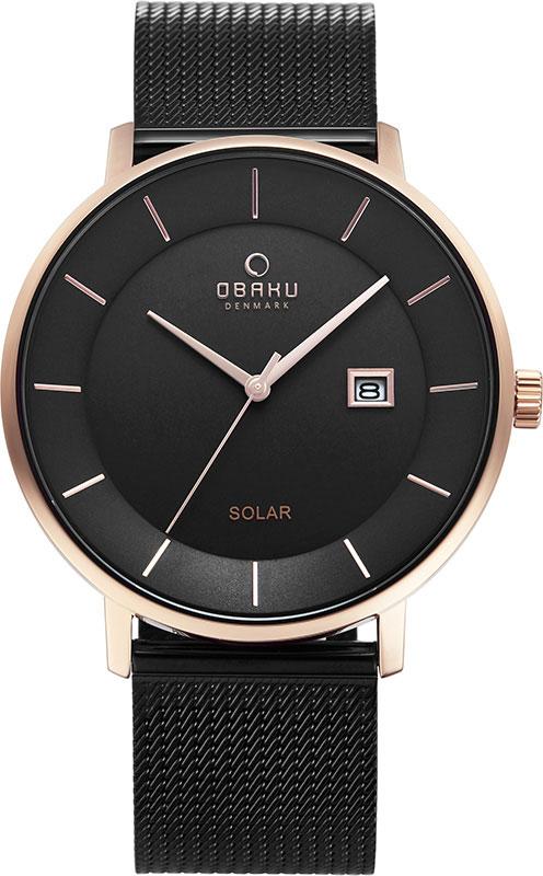 Obaku Denmark V222GRVBMB Takvimli 42 mm Siyah Çelik Kordon Analog Kol Saati