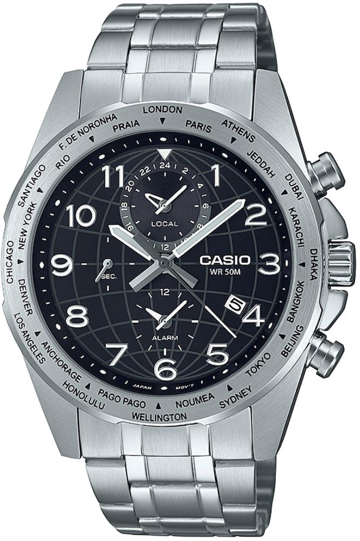 Casio MTP-W500D-1AVDF Takvimli 44 mm Çelik Kordon Analog Erkek Kol Saati