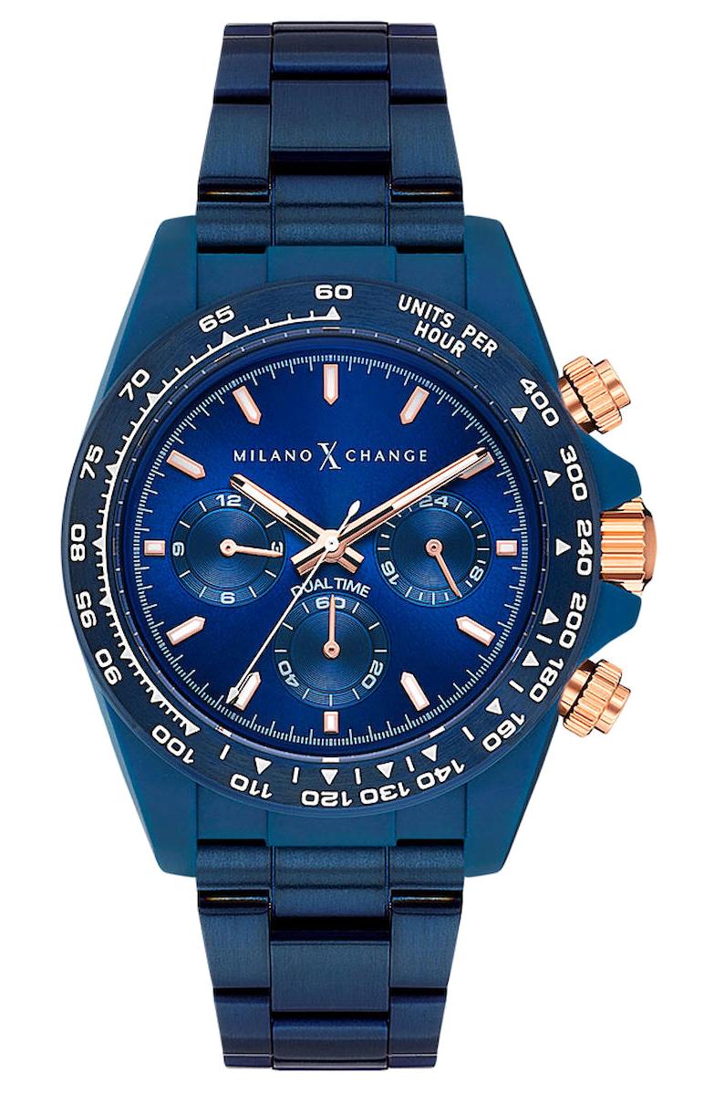 Milano X Change MXG2123 Takvimli 43 mm Lacivert Çelik Kordon Analog Erkek Kol Saati
