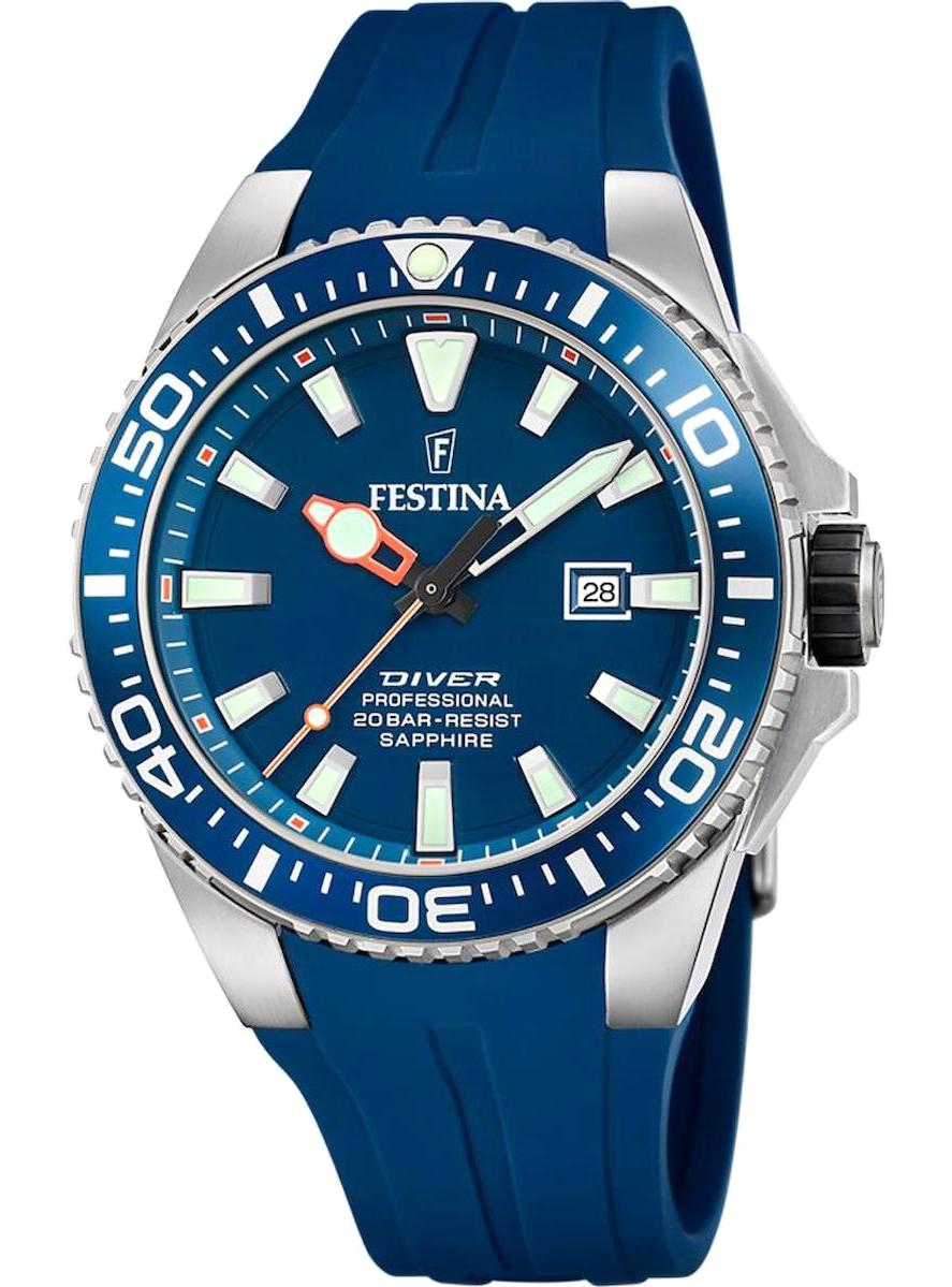 Festina F20664/1 Takvimli 45 mm Lacivert Silikon Kordon Analog Erkek Kol Saati