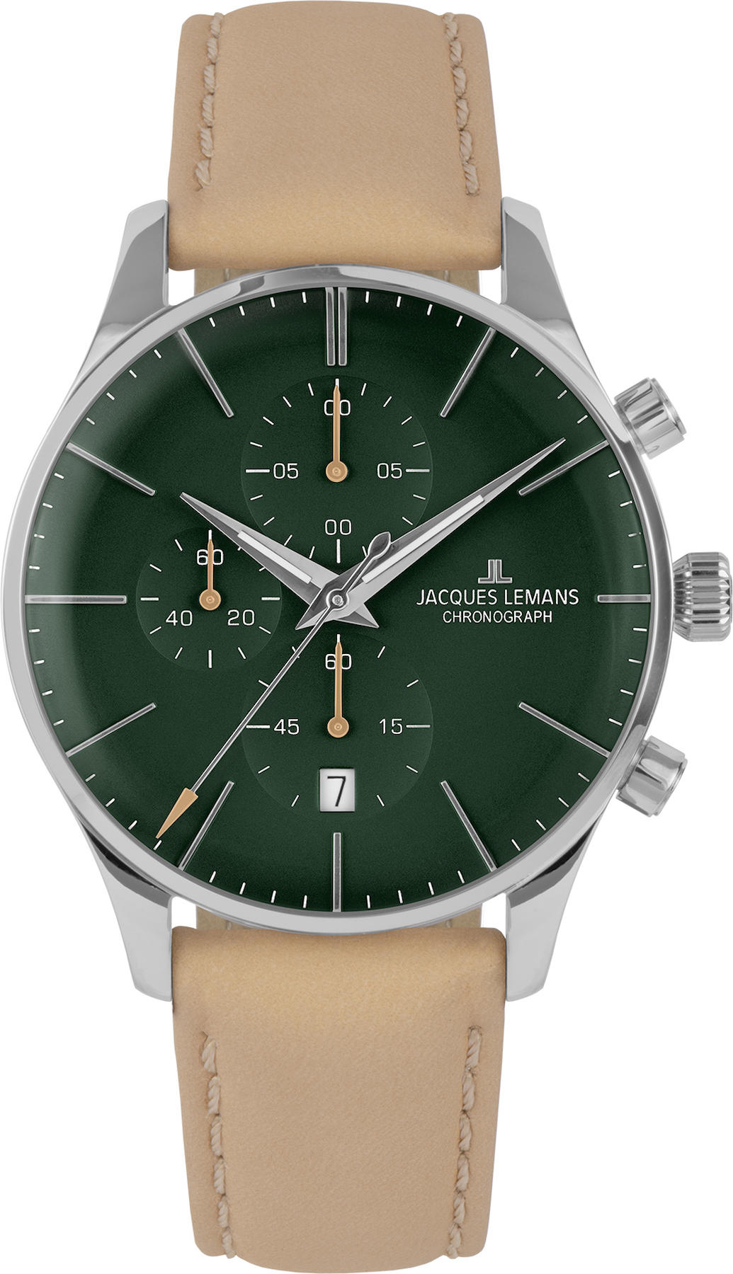 Jacques Lemans 1-2163D Pusulalı Takvimli 40 mm Krem Deri Kordon Analog Kol Saati