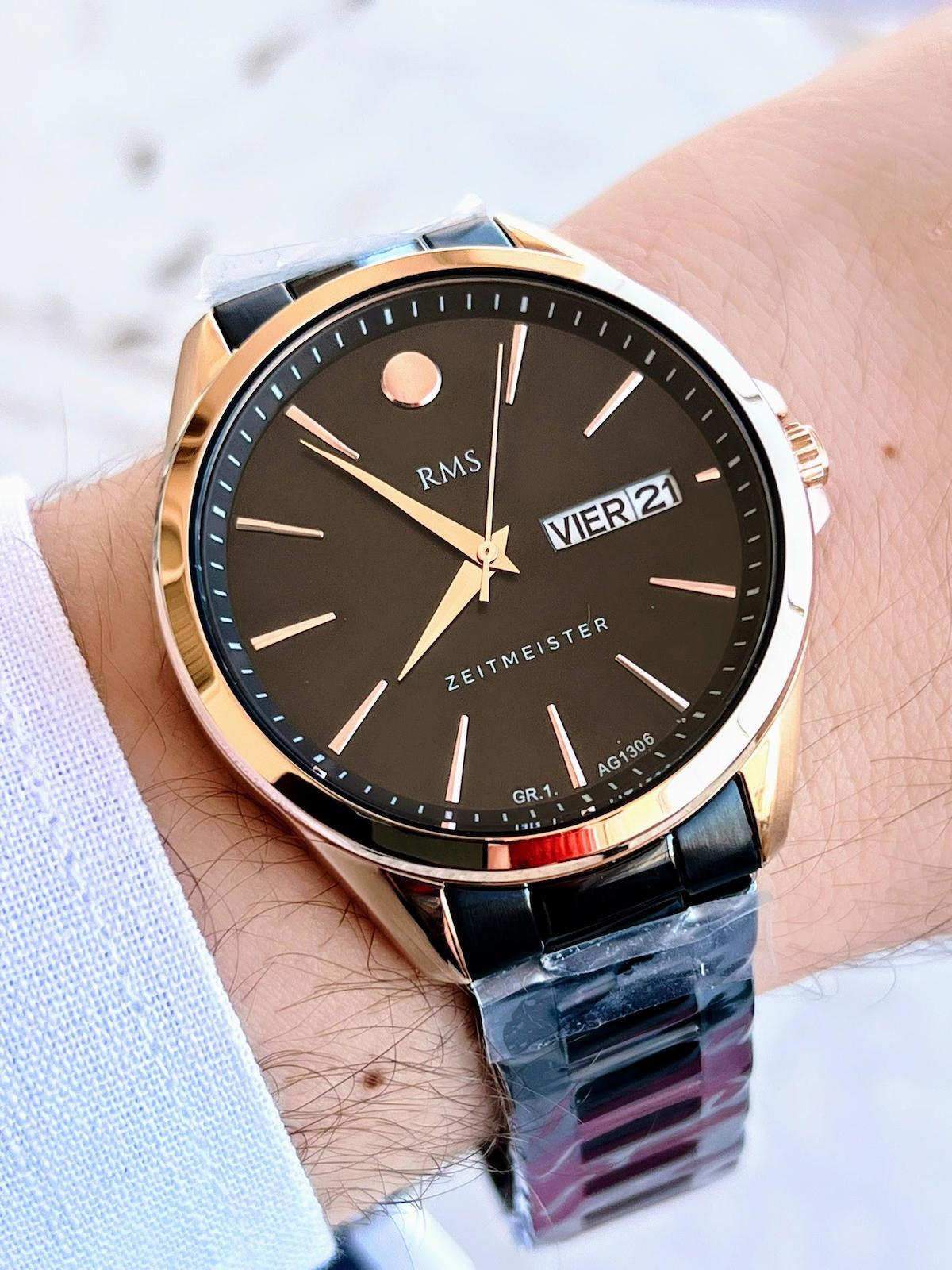 Romanson GR.1.AG1306.05 Takvimli 46 mm Gri-Siyah Çelik Kordon Analog Erkek Kol Saati