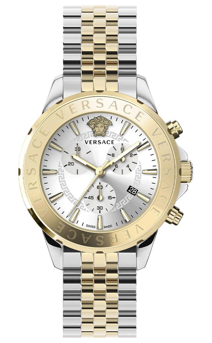 Versace VRSCVEV601623 Takvimli 44 mm Altın-Çelik Kordon Analog Erkek Kol Saati