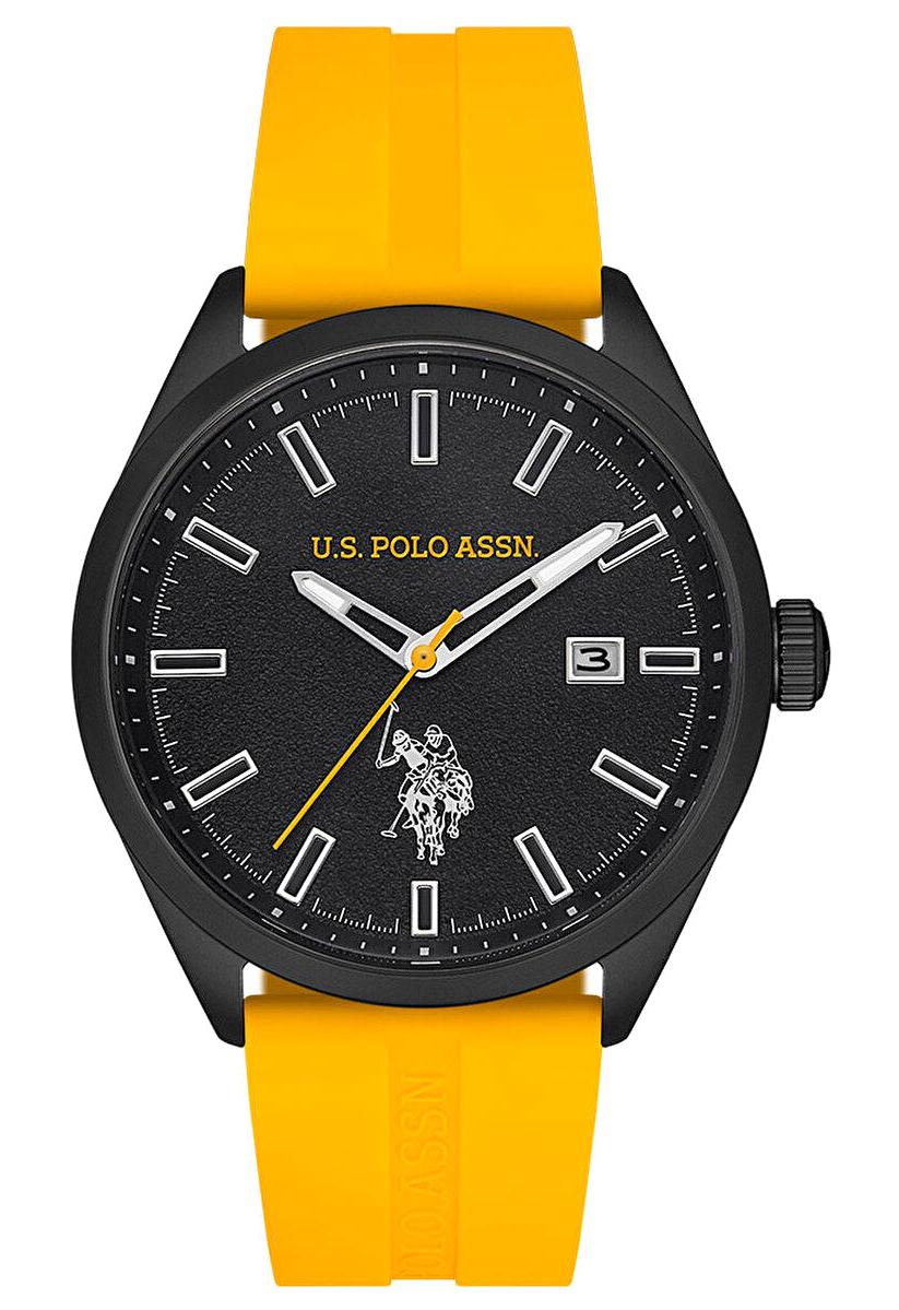 U.S. Polo Assn USPA1068-01 Takvimli 43 mm Sarı Silikon Kordon Analog Erkek Kol Saati
