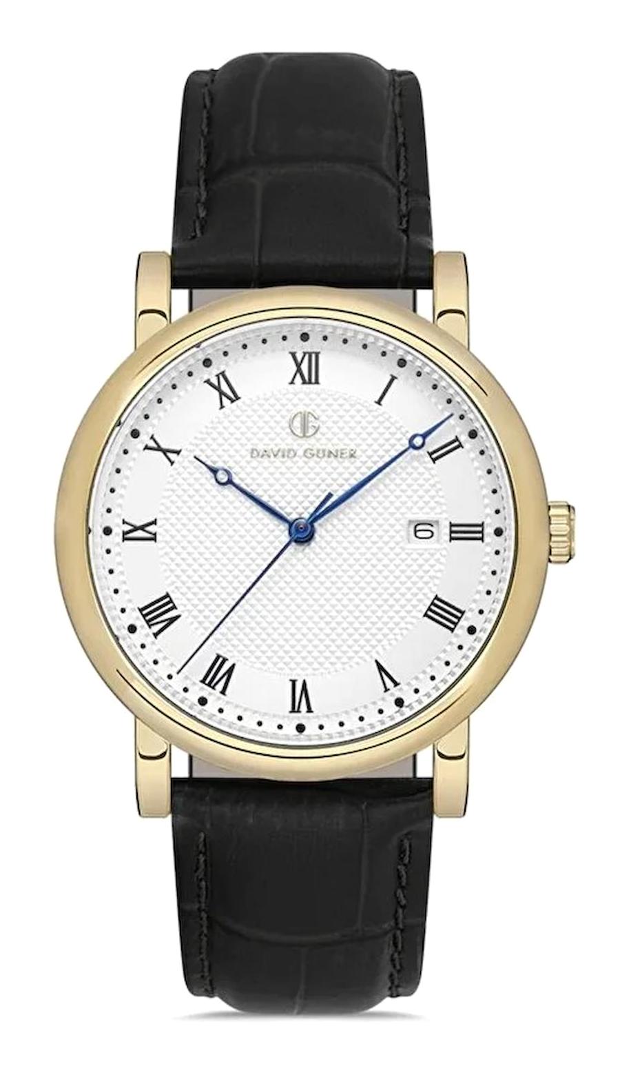 David Guner DG-8671GB-N1N Takvimli 42 mm Siyah Deri Kordon Analog Erkek Kol Saati