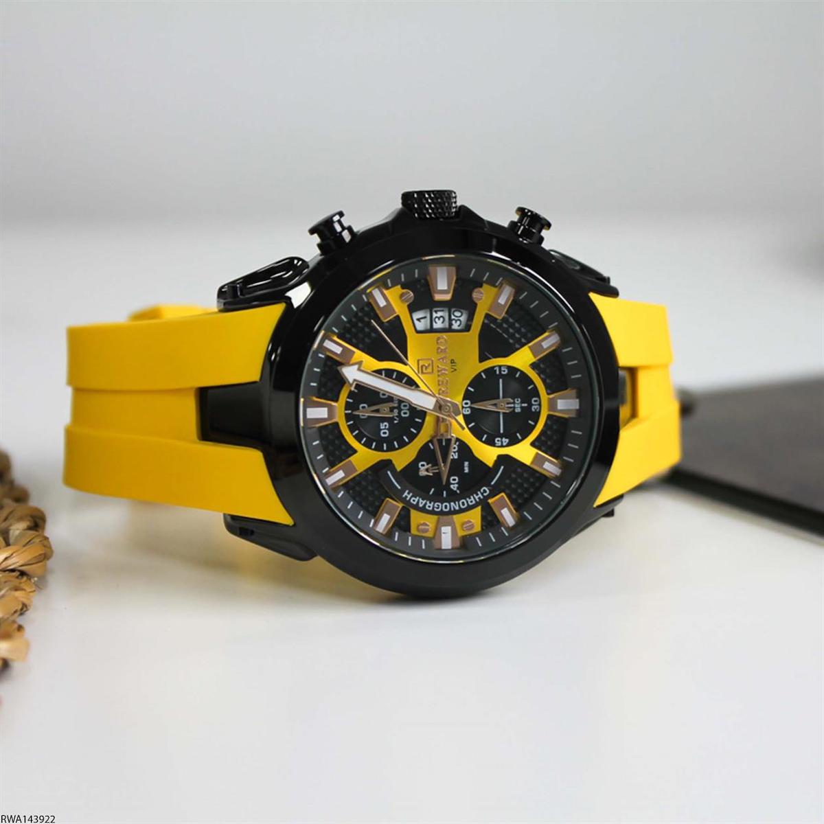 Reward RWA143922 Takvimli 48 mm Sarı Silikon Kordon Analog Erkek Kol Saati