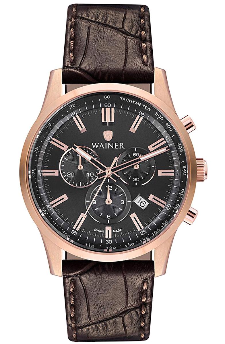 Wainer WA.19444-D Pusulalı Takvimli 43 mm Kahverengi Deri Kordon Analog Erkek Kol Saati