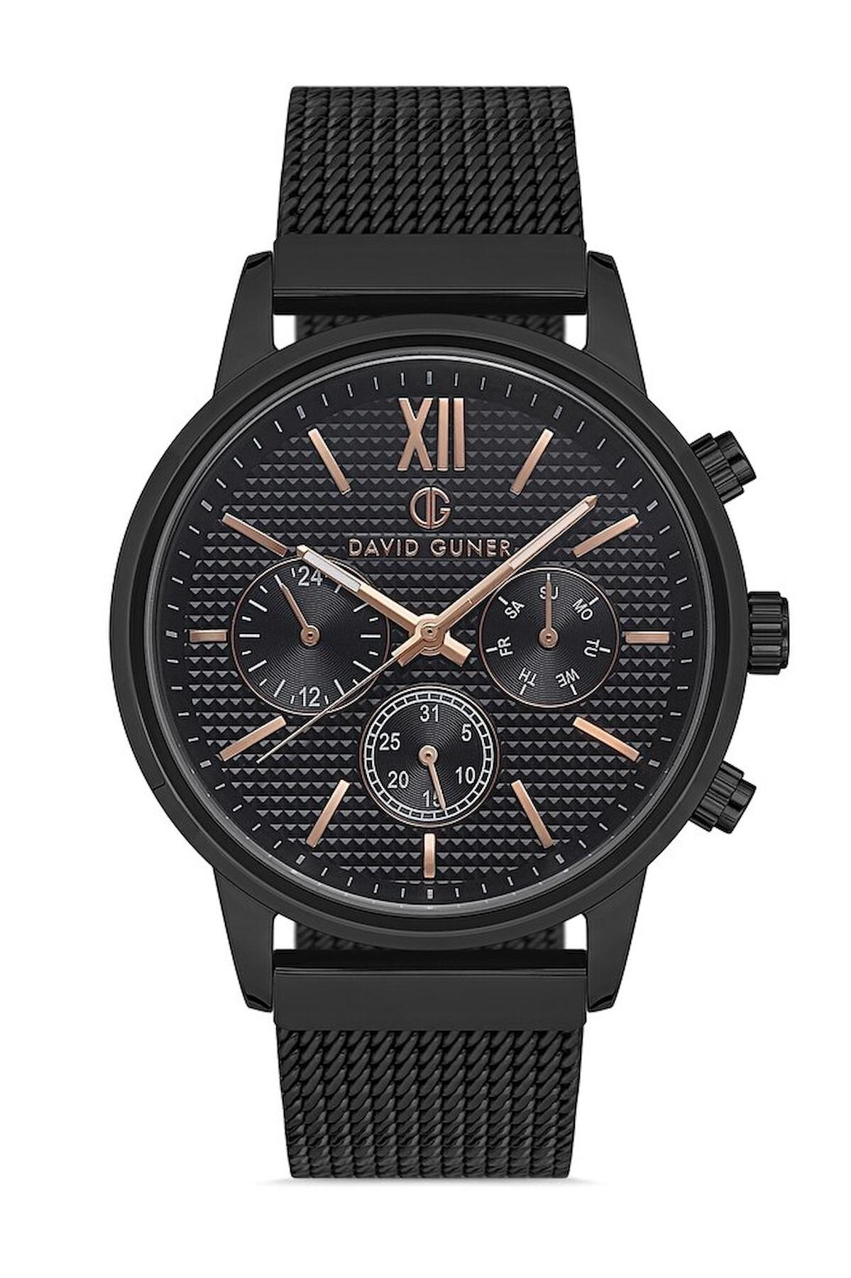 David Guner DG-8217GC-G2 Takvimli 42 mm Siyah Metal Kordon Analog Erkek Kol Saati