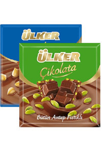 Ülker Kare Antep Fıstıklı-Fındıklı Çikolata 65 gr 2 Adet