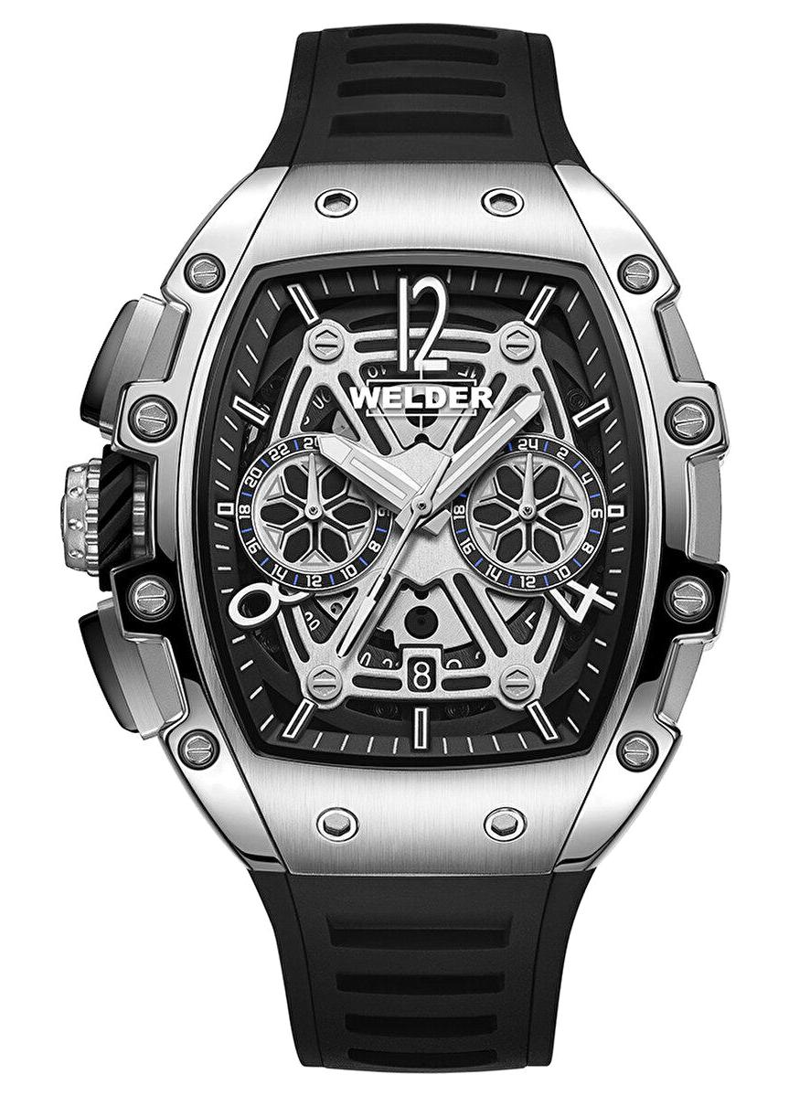 Welder Watch WRM2004 Takvimli 44 mm Siyah Çelik Kordon Analog Erkek Kol Saati