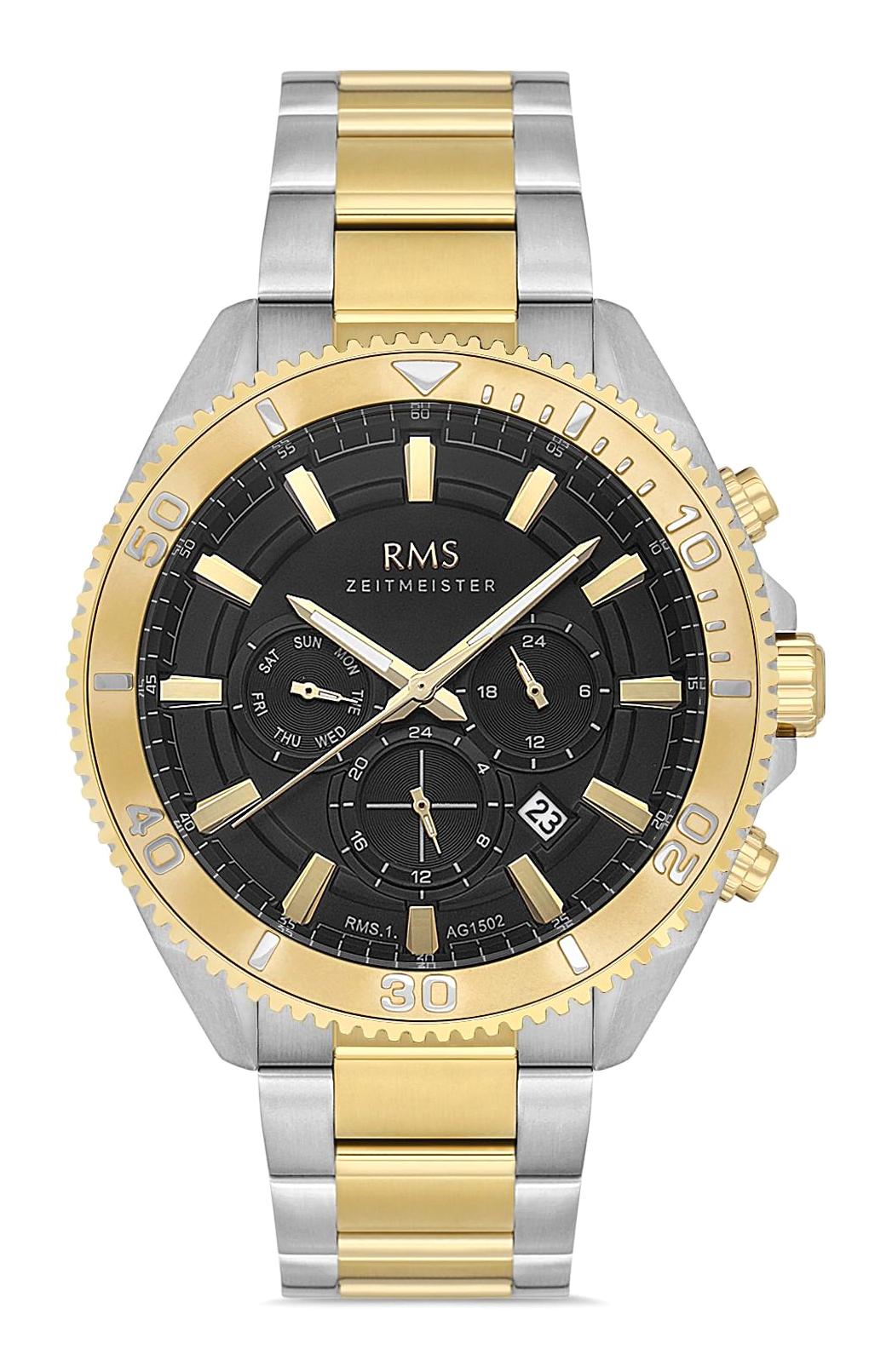 Romanson RMS.1.AG1502.04 Takvimli 45 mm Altın-Çelik Kordon Analog Erkek Kol Saati