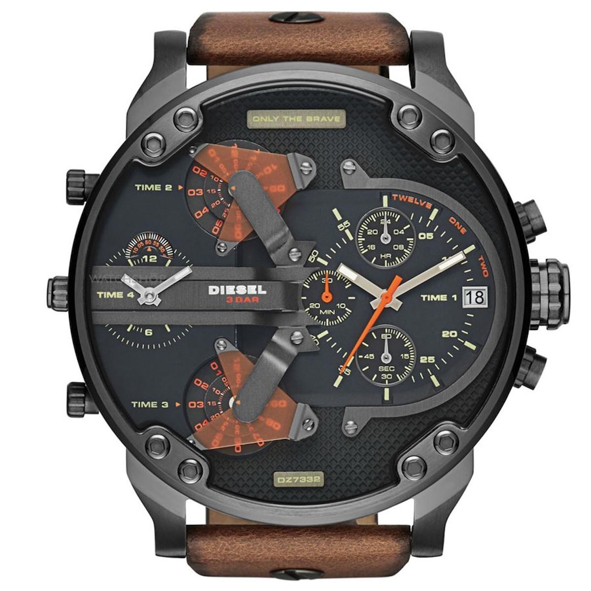 Diesel DZ7332 Takvimli 42 mm Kahverengi Çelik Kordon Analog Erkek Kol Saati