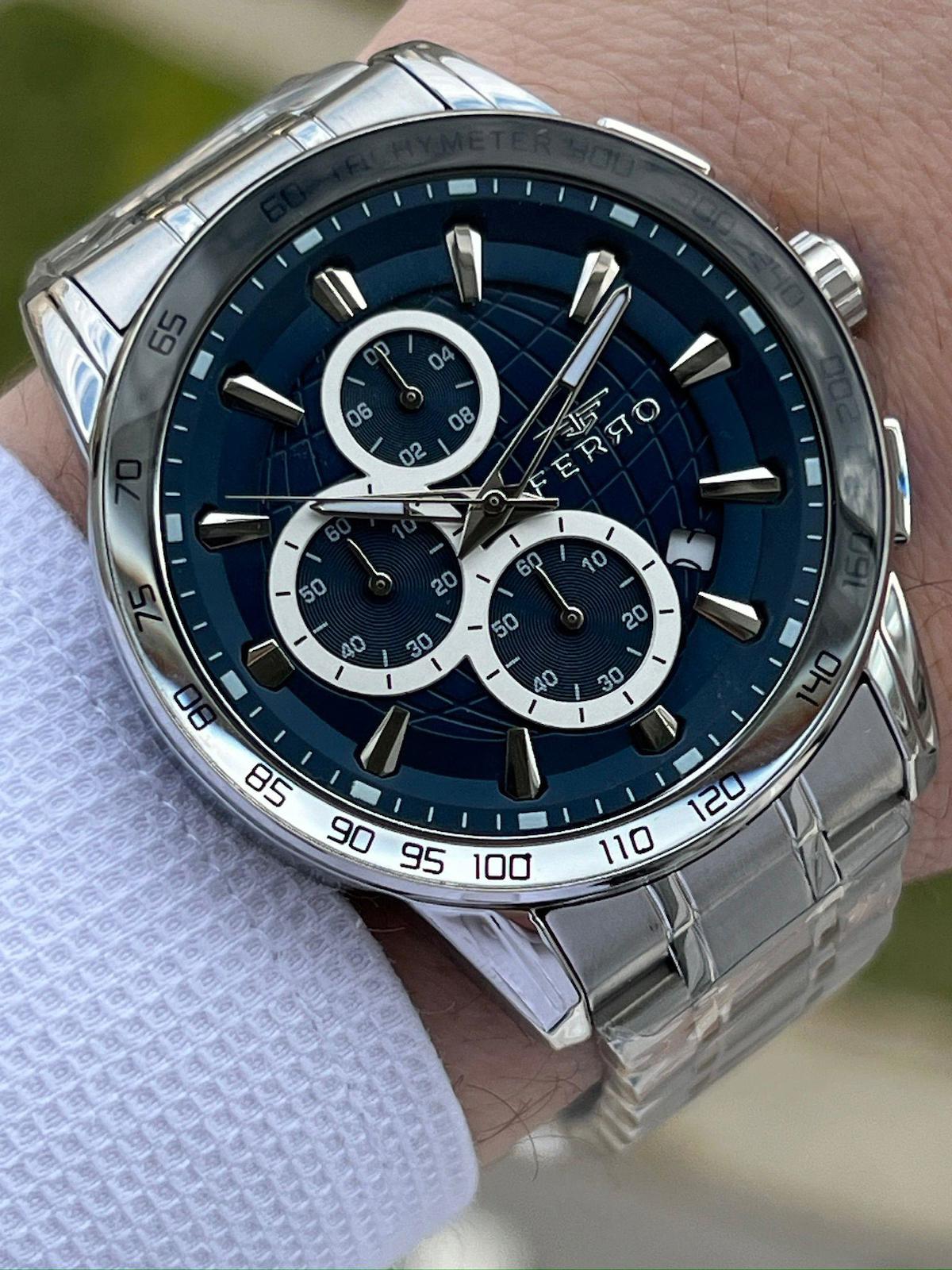 Ferro EFM31441-A3 Su Geçirmez Takvimli 44 mm Çelik Kordon Analog Erkek Kol Saati