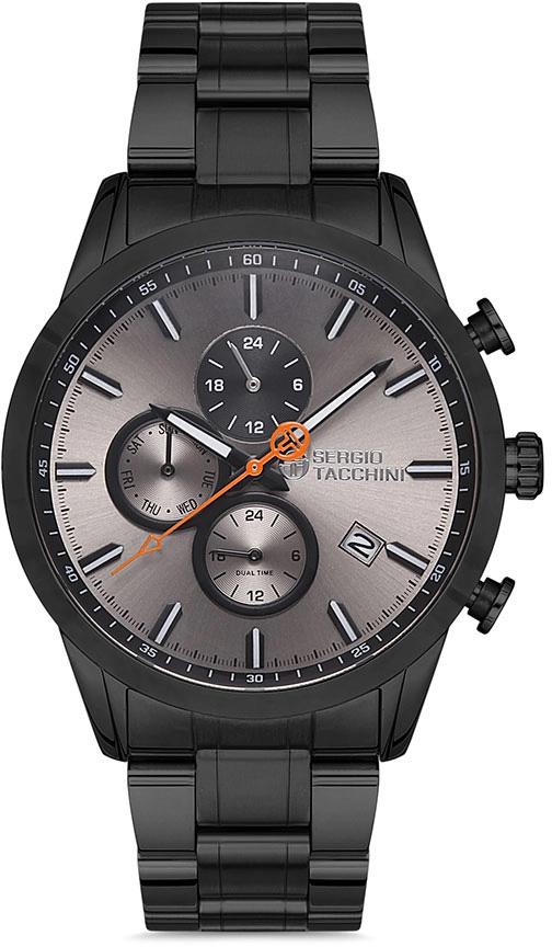 Sergio Tacchini ST.1.10149.4 Takvimli 44 mm Siyah Çelik Kordon Analog Kol Saati