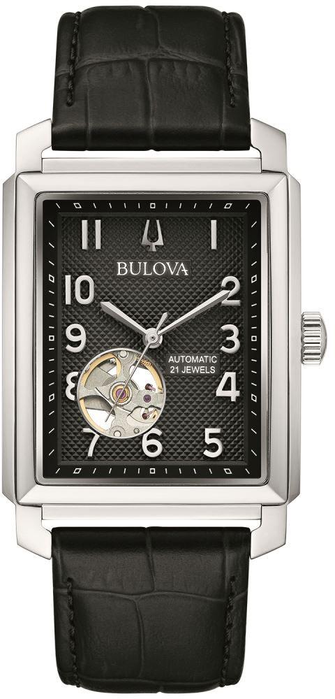 Bulova 96A269 49 mm Siyah Deri Kordon Analog Kol Saati