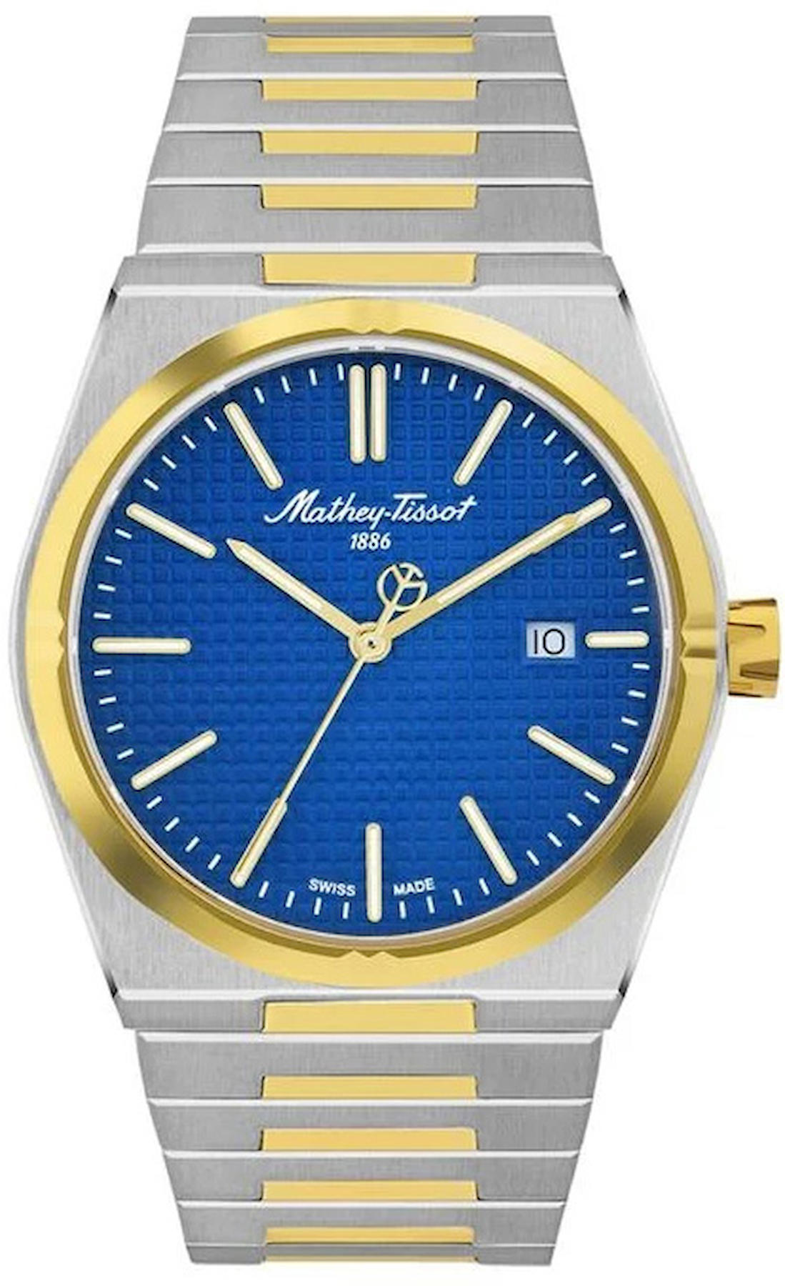 Mathey-Tissot H117BBU Takvimli 40 mm Altın-Çelik Kordon Analog Kol Saati