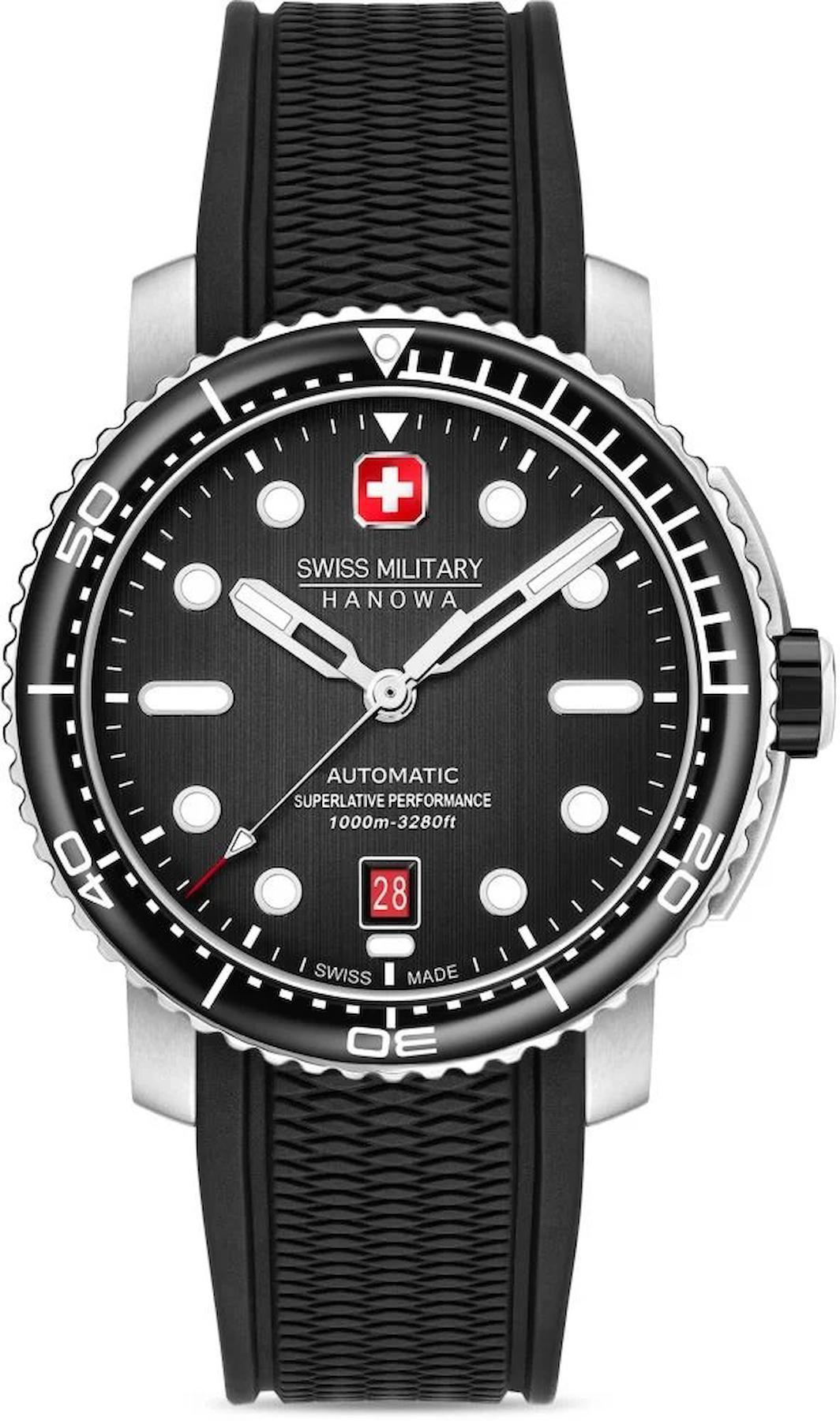 Swiss Military SMWGL0002001 Takvimli 44 mm Siyah Silikon Kordon Analog Kol Saati