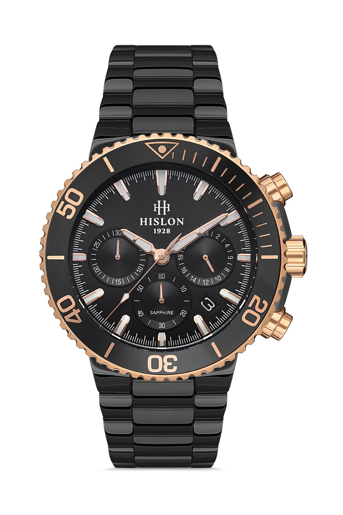 Hislon MS137B-04SR Pusulalı Takvimli Siyah Çelik Kordon Analog Erkek Kol Saati