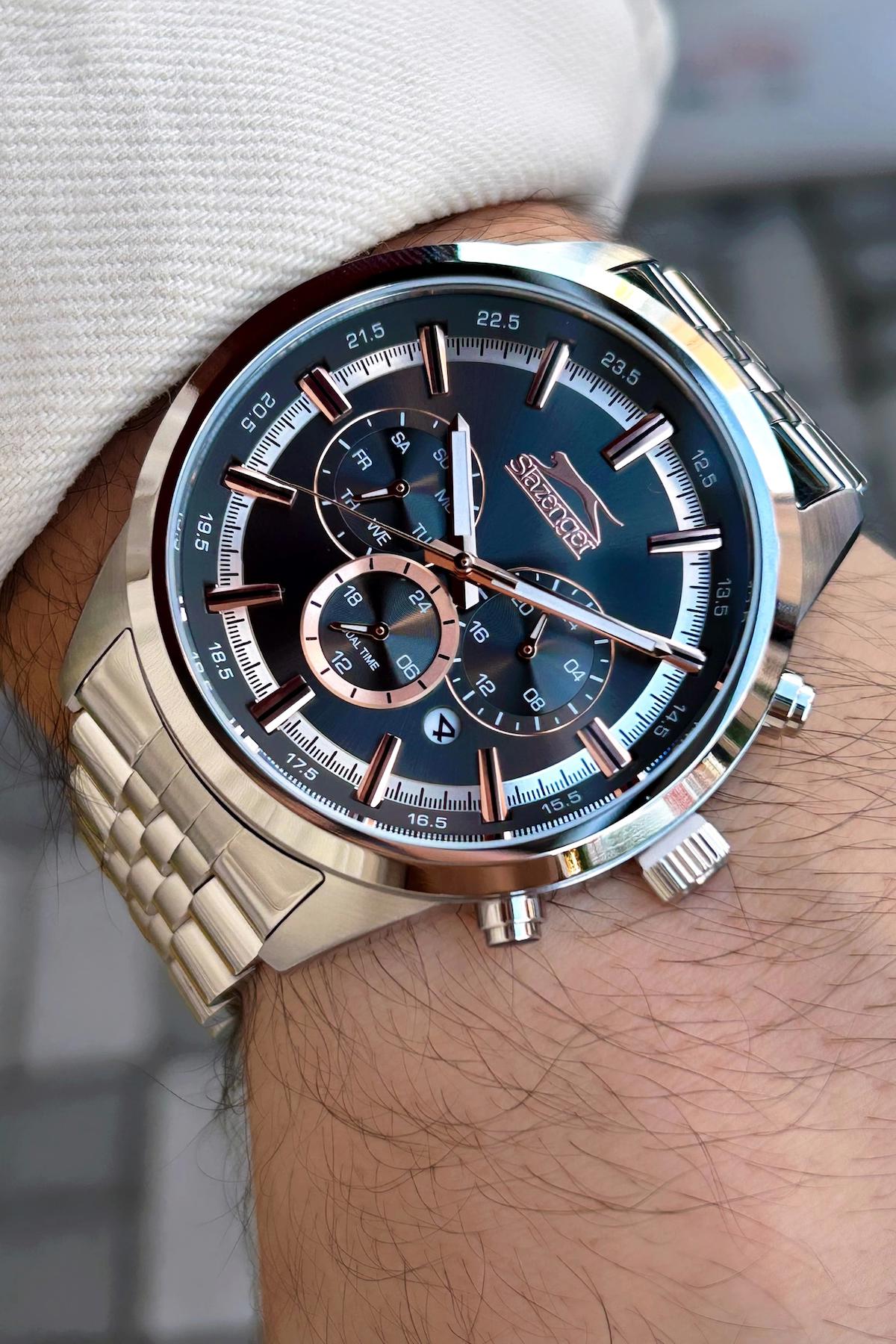 Slazenger SL.09.2204.2.07 Su Geçirmez Takvimli 46-50 mm Çelik Kordon Analog Erkek Kol Saati