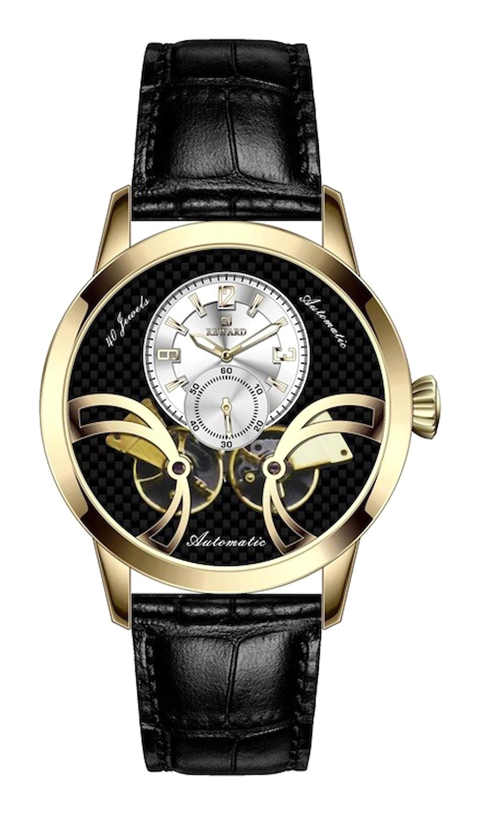 Reward A145131 47 mm Siyah Deri Kordon Analog Erkek Kol Saati